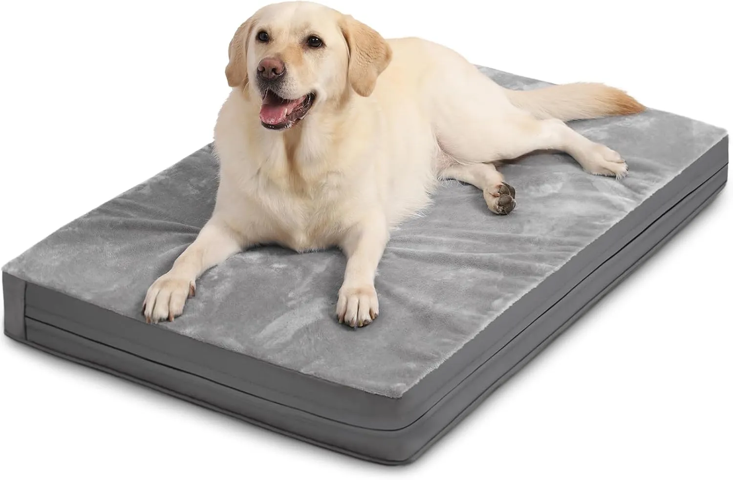 Waterproof XL Dog Beds Large Sized Dog, Orthopedic Washable Crate Pad 42 inch, Extra Large Foam Pet Bed with Removable Cover Reversible, XLarge Anti-Slip Kennel Pad, 41"x27", Gray