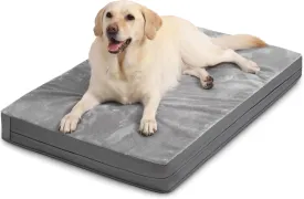 Waterproof XL Dog Beds Large Sized Dog, Orthopedic Washable Crate Pad 42 inch, Extra Large Foam Pet Bed with Removable Cover Reversible, XLarge Anti-Slip Kennel Pad, 41"x27", Gray