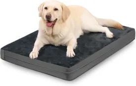 Waterproof XXL Dog Beds Large Sized Dogs, Orthopedic Washable Crate Pad 48 inch, Jumbo XXLarge Foam Pet Bed with Removable Cover Reversible, Anti-Slip Kennel Pad, 47"x29", Dark Gray
