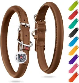 WAUDOG Ultra Soft Rolled Leather Collar - Soft Padded for Small, Medium, and Large Dogs - Puppy Collar for Male and Female Dogs
