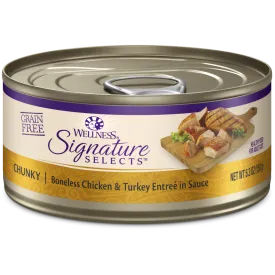Wellness Signature Selects Grain Free Natural Chunky White Meat Chicken and Turkey Entree in Sauce Wet Canned Cat Food