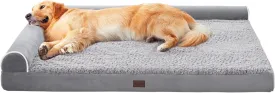 WESTERN HOME Orthopedic Dog Beds Big Large Sized Dog, Pet Sofa Bed with Removable Washable Cover, Egg Foam Support, Bolster Cushion for Comfortable Sleep, Waterproof Lining and Non-Slip Bottom