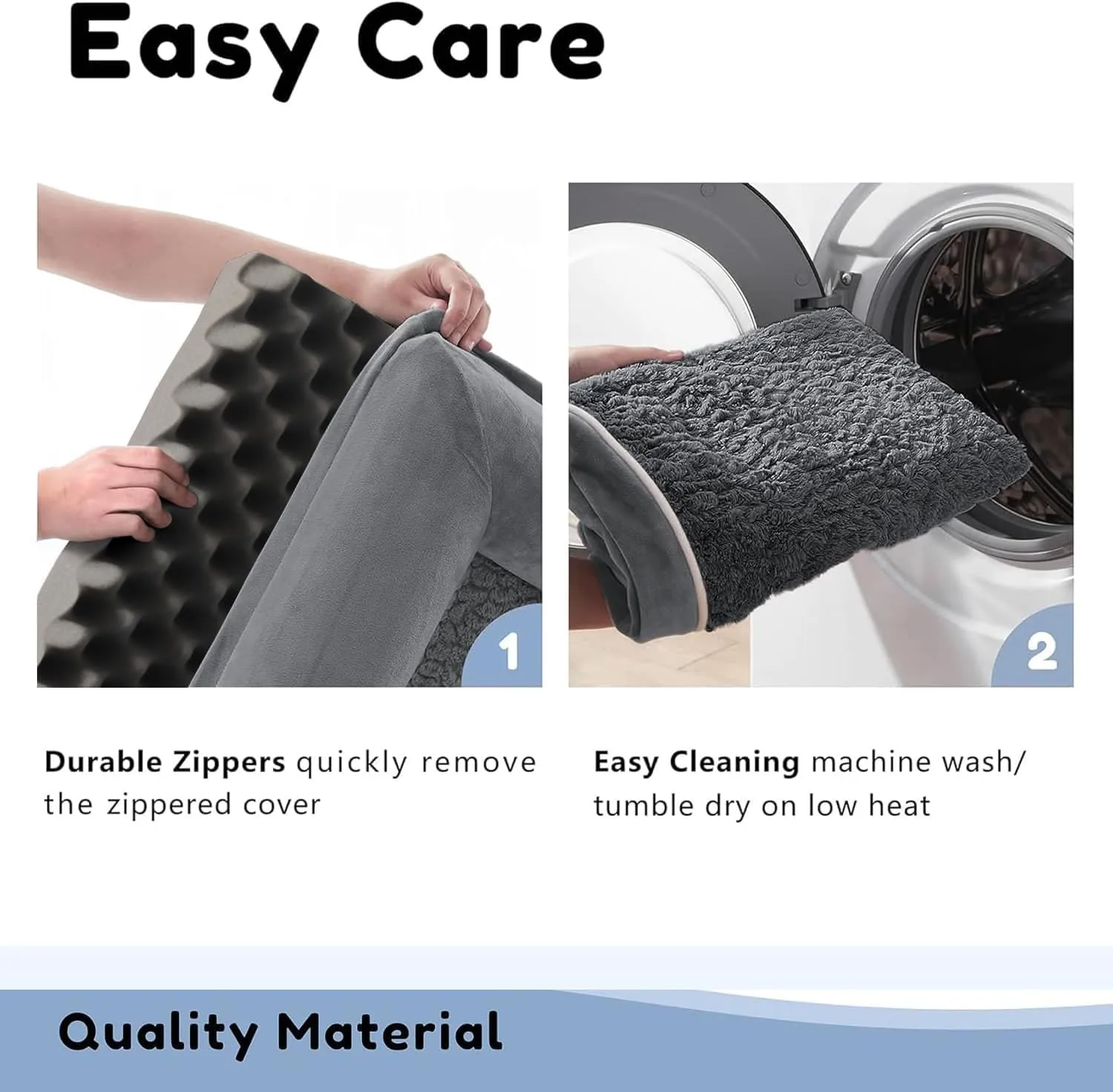 WESTERN HOME Orthopedic Dog Beds for Large Dogs, Foam Pet Sofa with Waterproof Lining, Removable Washable Cover and Nonskid Bottom, Dog Couch Bed for Comfortable Sleep,Dark Grey