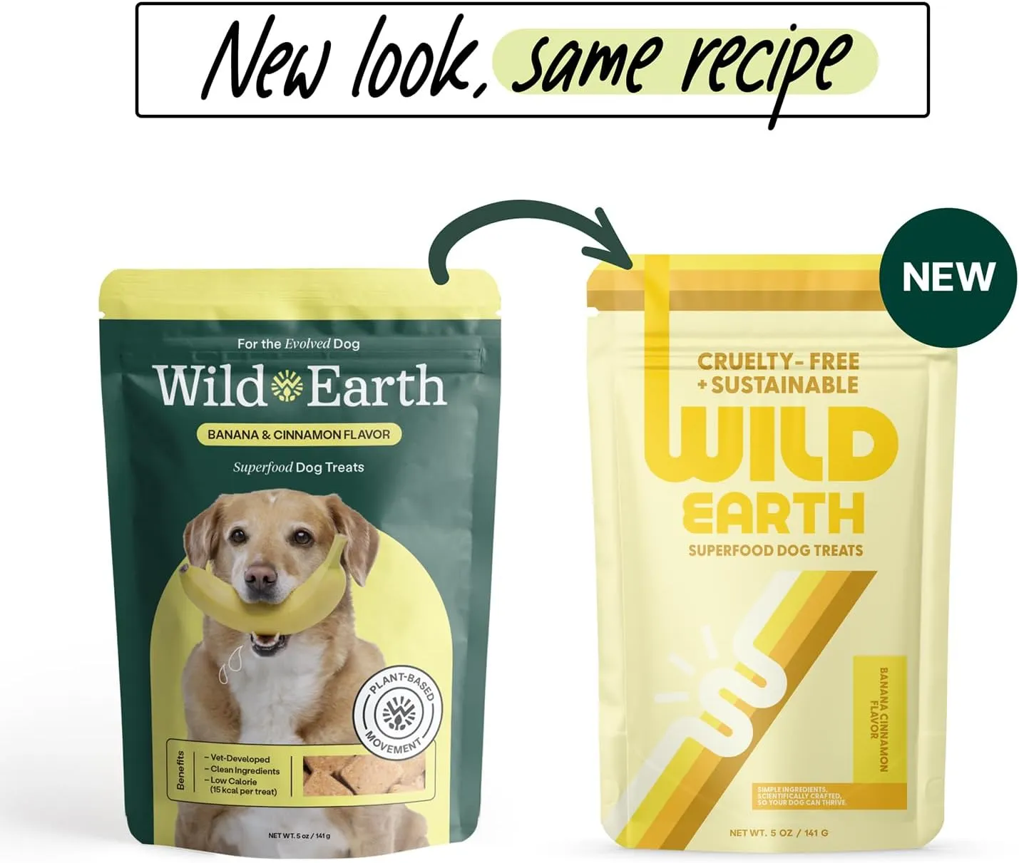 Wild Earth Superfood Dog Treats, Plant Based Dog Treats with Omega Acids, Prebiotics & Koji Protein, No Fillers, Veterinarian-Developed, Banana & Cinnamon Flavor