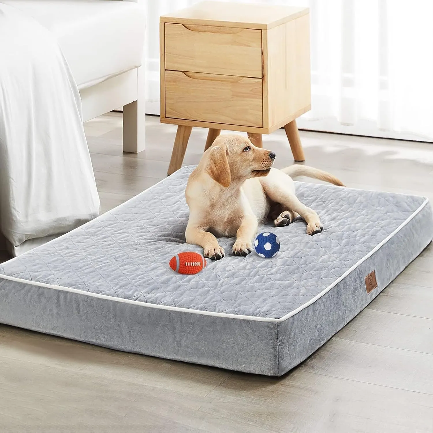 WNPETHOME Orthopedic Dog Beds for Large Dogs, Extra Large Waterproof Dog Bed with Removable Washable Cover & Anti-Slip Bottom, Egg Crate Foam Pet Bed Mat