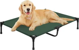 XLarge Elevated Dog Bed, XL Cooling Raised Dog Beds for Large Dogs, Outdoor Pet Cot with Stable Frame, Durable Pet Hammock Cots with Breathable Mesh, Easy to Assemble, Non Slip, Green