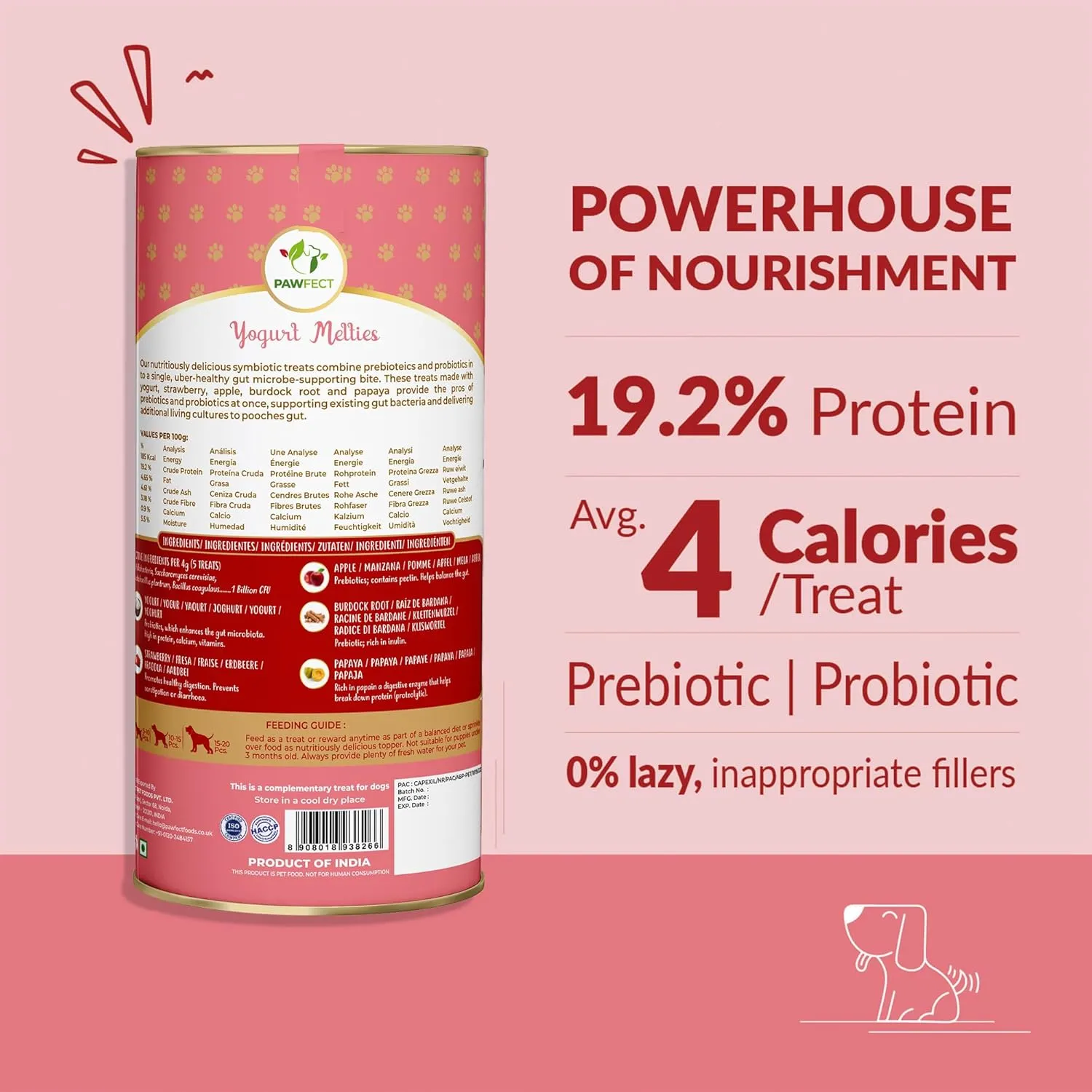 Yogurt Melties Pre and Probiotic Dog Treats - Strawberry | Healthy Gut | Low Calories | Grain & Gluten Free| Also use as reward or Training Treats (1.34oz)